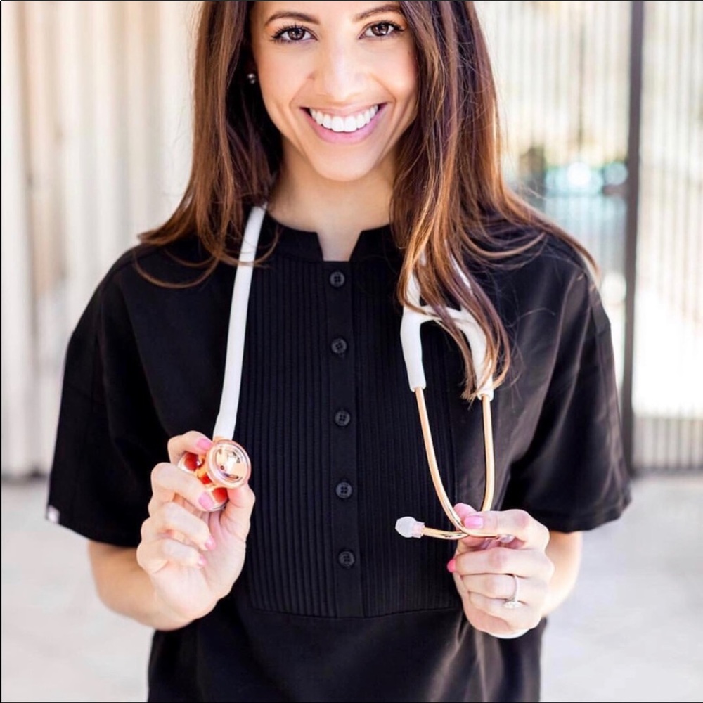 Pintuck FIGS scrub top